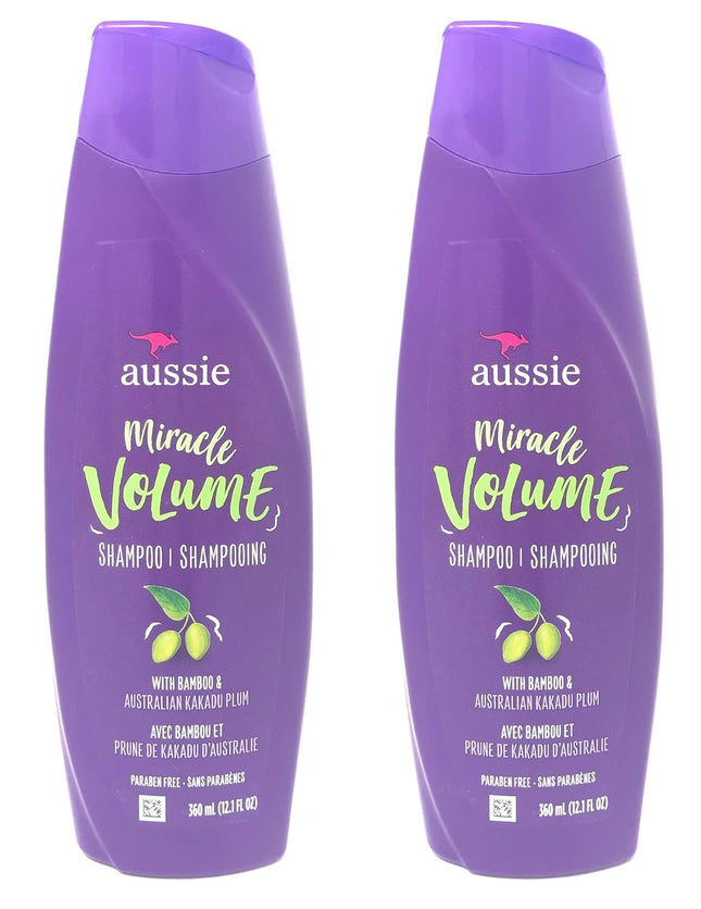 Aussie For Fine Hair, Paraben-free, W/Plum & Bamboo, Miracle Volume Shampoo, 12.1 Ounce (Pack Of 2)