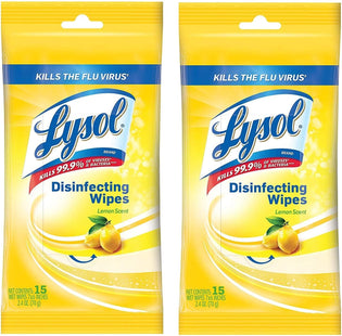 Lysol Disinfecting Multi-Surface Antibacterial Cleaning Wipes, Lemon & Lime Blossom Scent, Flatpack, 15 Count (Pack Of 2)