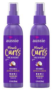 Aussie Miracle Curls Curl Refresher Spray Gel, Max Hold, with Coconut & Jojoba Oil, 5.7 Fl Oz (Pack Of 2)