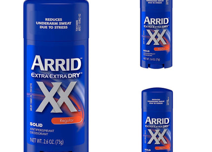 Arrid XX Extra Extra Dry, Maximum Strength, Antiperspirant Deodorant Stick, Solid Regular, 2.6 Ounce (Pack Of 3)