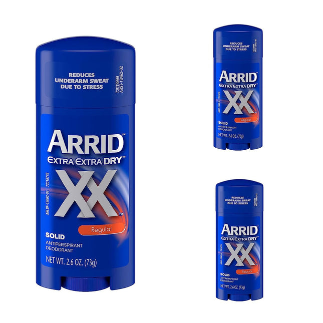 Arrid XX Extra Extra Dry, Maximum Strength, Antiperspirant Deodorant Stick, Solid Regular, 2.6 Ounce (Pack Of 3)