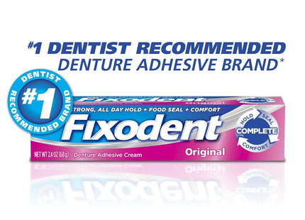 Fixodent Original, Complete Secure Denture Adhesive Cream, All Day Strong And Long Hold, 0.75 ounce (Pack Of 5)