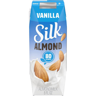 Silk Shelf-Stable Almond Milk Singles, Vanilla, Dairy-Free, Vegan, Non-GMO Project Verified, 8 Oz, (Pack Of 18)