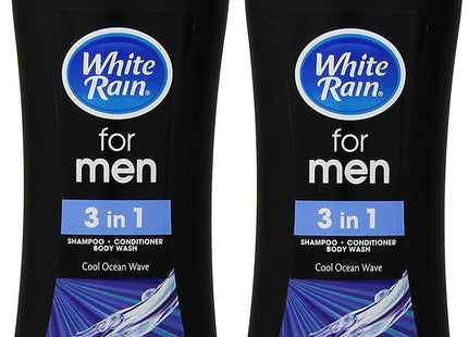 White Rain for Men 3 in 1,  Shampoo, Conditioner, Body Wash, Cool Ocean Wave, 16.9 Ounce (Pack Of 6)