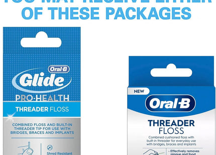 Oral-B Glide Pro-Health, Dental Threader Floss, For Braces Bridges Implants, 30 Count (Pack Of 10)