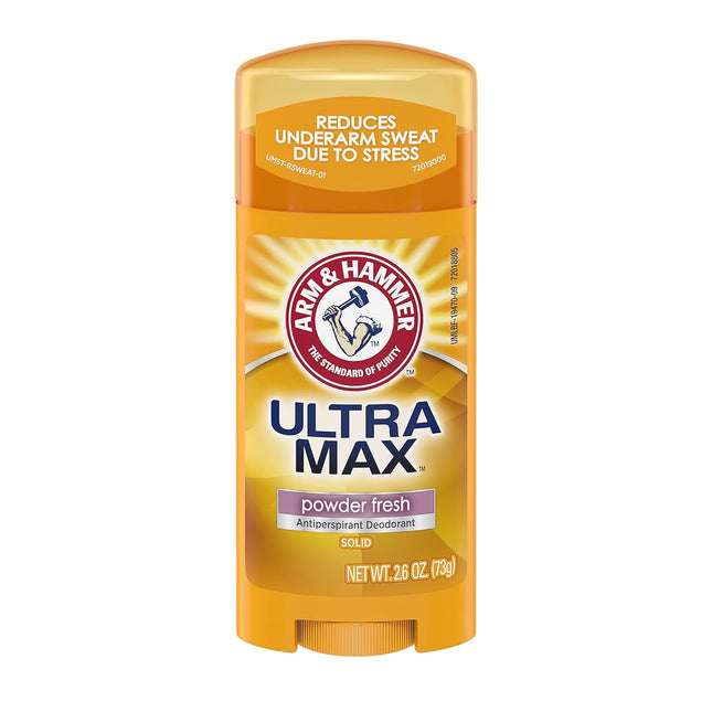 Arm & Hammer Ultra-Max Solid Anti-Perspirant Deodorant, Powder Fresh, 2.6 Ounce (Pack Of 12)