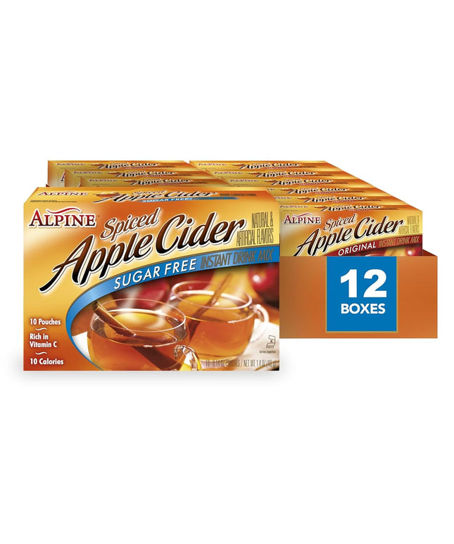 Alpine Spiced Apple Cider Sugar Free, Rich in Vitamin C and Low Calorie, Instant Drink Mix, 1.4 Ounce (Pack Of 12)