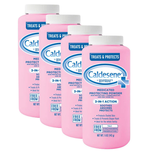 Caldesene Medicated Protecting Body Powder with Zinc Oxide and Cornstarch, Talc Free, 5 Oz (Pack Of 4)