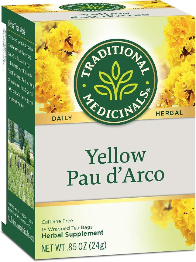 Traditional Medicinal Yellow Pau d Arco Herbal Tea, Contributes 16 Tea Bags (Pack Of 1)