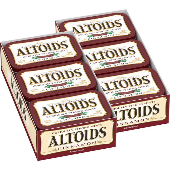 Altoids Curiously Strong Mints, Cinnamon Breath Mints Strong, Tins Pack, 1.76 ounce (Pack Of 12)