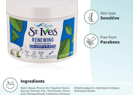 St. Ives Collagen Elastin Face Moisturizer for Dry Skin, Paraben free, Non Comedogenic, 10 Ounce (Pack Of 4)