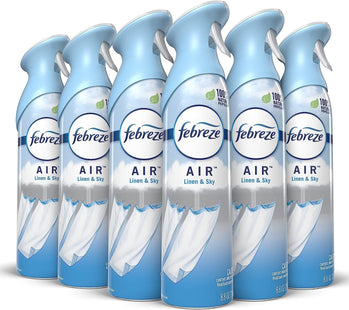 Febreze Air Freshener, Handheld Aerosol, Odor-Eliminating, Odor Spray, Linen & Sky Scent, 8.8 Ounce (Pack Of 6)