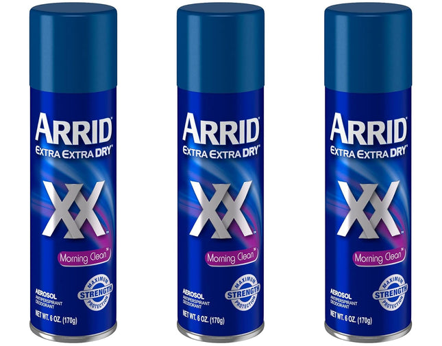 Arrid XX Extra Dry Antiperspirant & Deodorant, Morning Clean, Aerosol Can Spray, 6 Ounce (Pack Of 3)