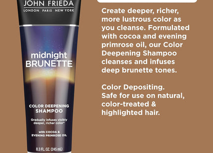 John Frieda Midnight Brunette, Visibly Deeper Color Deepening Conditioner, Brunette Hair, with Primrose Oil, 8.3 Fl Ounce (Pack Of 6)