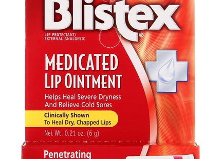 Blistex Medicated Ointment Lip Balm Stick, Relieving, moisturizing, and soothing for lip irritation Cold Sores, 0.21 Ounce (Pack Of 1)