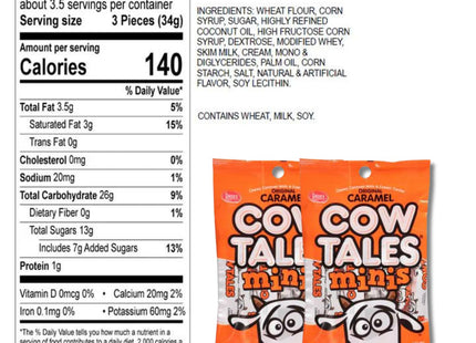 Goetze's Mini Vanilla Cow Tales, Original Caramel Minis, 4 Ounce (Pack Of 3)