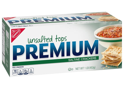 Nabisco Premium Unsalted Tops Saltine Crackers, Crispy, Square, Low Salt Crackers, 16 Ounce (Pack Of 12)