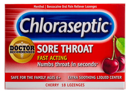 Chloraseptic Fast Acting Soar Throat Lozenges, Cherry Flavor, 18 Count (Pack Of 36)