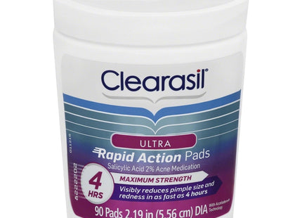 Clearasil Maximum Strength Ultra Rapid Action Pads, Acne Medication Cleansing Pads, 90 count (Pack Of 2)