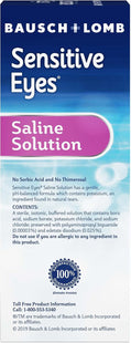 Sensitive Eyes Contact Lens Solution by Bausch & Lomb Saline Solution for Sensitive Eyes, Soft Contact & Gas Permeable Lenses, 12 Fl Oz (355 ML) (Pack Of 1)