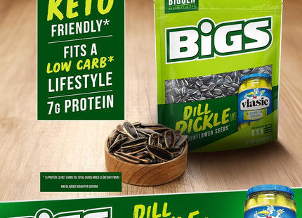 BIGS Vlasic Dill Pickle, Sunflower Seeds, Flavored, Keto Friendly Snack, Low Carb Lifestyle, 5.35 ounce (Pack Of 12)