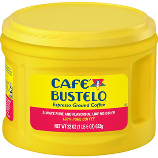 Cafe Bustelo espresso-style Dark Roast Ground Pure Coffee beans, Coffee, 22 Ounces (Pack Of 6)