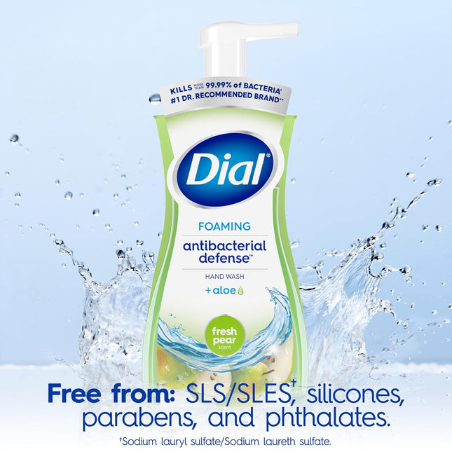 Dial Complete Antibacterial Foaming Hand Wash, Fresh Pear Scented, Pump Bottle 7.5 Fl Ounce (Pack Of 8)