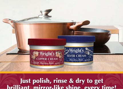 Wright's Copper and Brass Cream Polish, For Cleaning And Polishing Pots, Sinks, Mugs, Hardware, 8 Ounce (Pack Of 6)