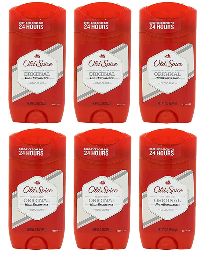 Old Spice High Endurance Deodorant, Aluminum Free, Long Lasting Stick, Original Scent 3.0 Ounce (Pack Of 6)