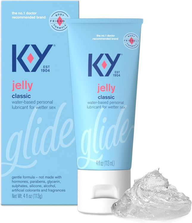 K-Y Jelly Personal Lubricant, Water-Based Formula, Safe to Use with Latex, 4 Ounce (Pack Of 1)