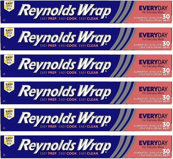 Reynolds Food wrap Aluminum Foil, Standard 12 Inch, 30 Square Feet Box (Pack Of 6)