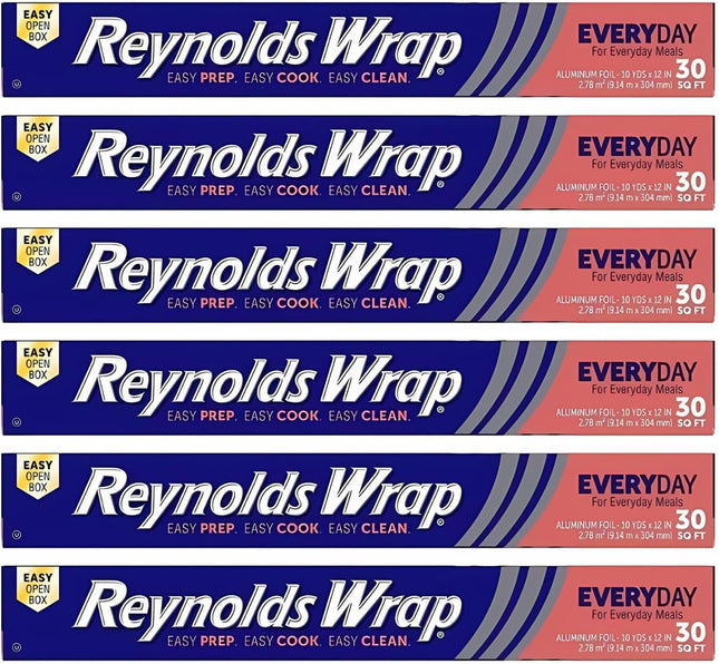 Reynolds Food wrap Aluminum Foil, Standard 12 Inch, 30 Square Feet Box (Pack Of 6)