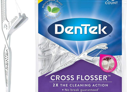 DenTek Cross Flosser Plaque Control Floss Picks X-Shaped Floss 75 Count (Pack Of 2)