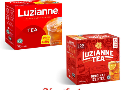 Luzianne Specially Blended for Iced Tea Bags, Clear & Refreshing Home Brewed, Unsweetened, 100-Count (Pack Of 4)