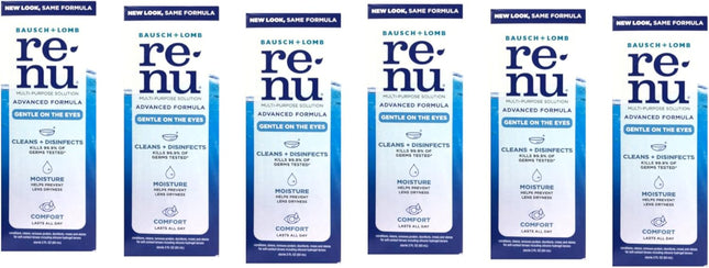 Renu MultiPlus Advanced Formula, Contact Lens Solution, Travel Pack, 2 Fl Oz (Pack Of 6)