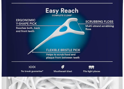 DenTek Complete Clean Easy Reach Floss Picks No Break & No Shred Floss 75 Count (Pack Of 12)