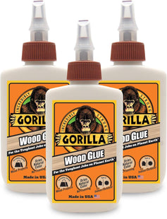 Gorilla Water Based Glue Bottle, Natural Wood Color, Indoor-Outdoor Use, 4 Ounce (Pack Of 3)