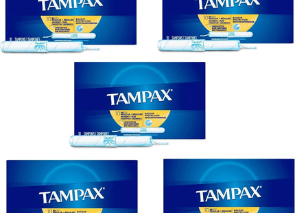 Tampax Cardboard Tampons, Regular, Absorbency, Anti-Slip Grip, Leak-Guard Skirt, Unscented, 10 Count (Pack Of 24)