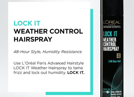 L'Oreal Advanced Hairstyle, Lock It Weather Control Hair Spray, Extra Strong Hold, 8.25 Ounce (Pack Of 12)