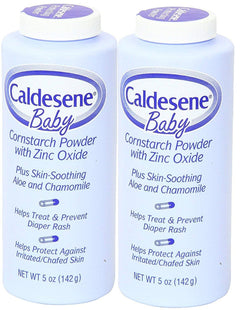 Caldesene Baby Cornstarch Powder With Zinc Oxide, Diaper Rash Treatment & Protection 5 Ounce (Pack Of 2)