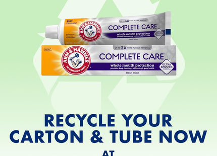 Arm & Hammer Complete Care, Stain Defense Fluoride Anticavity Toothpaste, 6 Ounce (Pack Of 12)