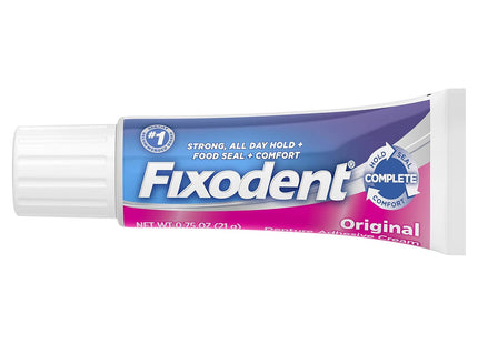 Fixodent Original, Complete Secure Denture Adhesive Cream, All Day Strong And Long Hold, 0.75 ounce (Pack Of 5)