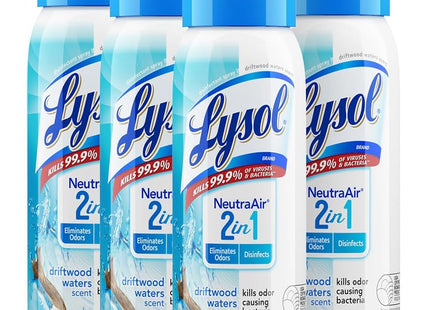 Lysol NeutraAir, 2 In 1 Eliminates Odors and Disinfects,, Air Freshener Spray, Driftwood Waters Scent, 10 Fl Ounce (Pack Of 6)