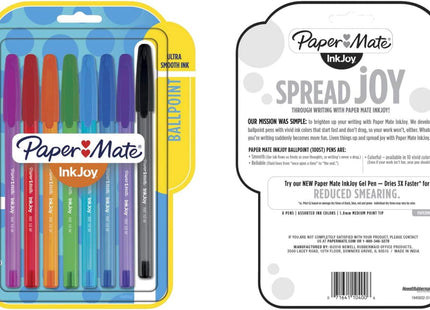 Paper Mate InkJoy 100ST, Medium Point, 1.0 mm, Ballpoint Pen, ASSORTED, 8 Count (Pack Of 12)