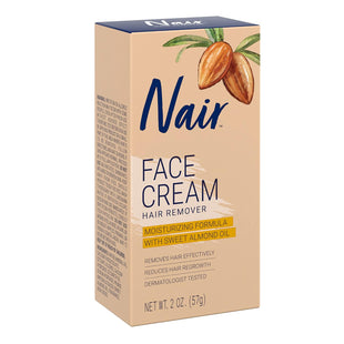 Nair Moisturizing Facial, For Upper Lip Chin And Face Hair Removal Cream, With Sweet Almond Oil, 2 Ounce (Pack Of 24)