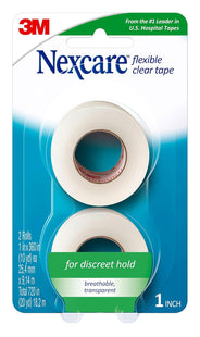 Nexcare First Aid Flexible Clear Tape, 1' x 10 Yards, 2 Rolls (Pack Of 12)