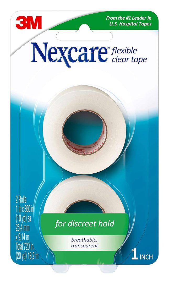 Nexcare First Aid Flexible Clear Tape, 1' x 10 Yards, 2 Rolls (Pack Of 1)