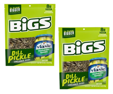 Bigs Vlasic Dill Pickle Sunflower Seeds, Keto Friendly Snack, Low Carb Lifestyle, 16 Ounce (Pack Of 2)