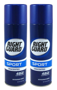 Right Guard Sport Antiperspirant Deodorant, 3D Odor Defense, Aerosol Spray, Unscented 6 Ounce (Pack Of 2)