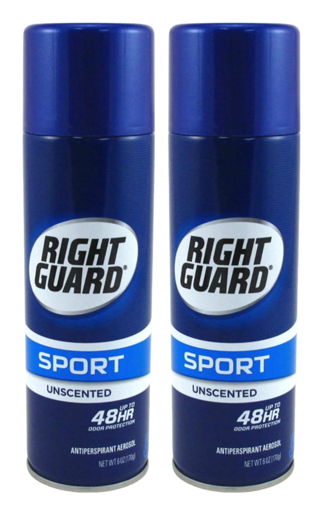 Right Guard Sport Antiperspirant Deodorant, 3D Odor Defense, Aerosol Spray, Unscented 6 Ounce (Pack Of 2)